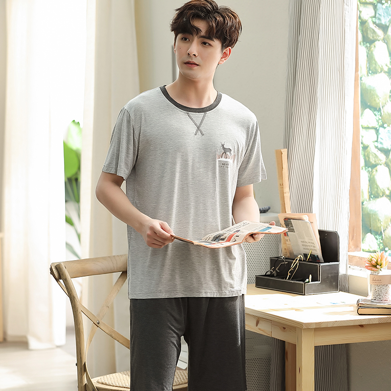 mùa hè ngắn tay mens mỏng mùa hè Modedale mens đồ ngủ có thể mặc loose-fitting thêm kích thước mùa hè băng lụa quần áo về nhà.