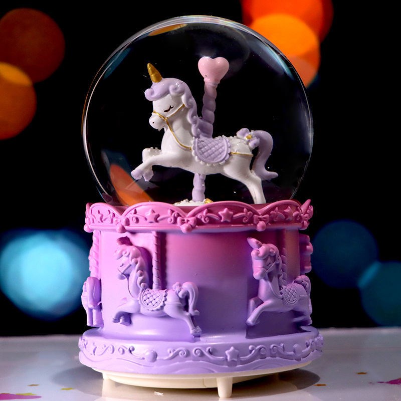 Aisha Princess Music Box Carousel Music Crystal Ball Snow Girls' Children's Birthday New Year Gifts