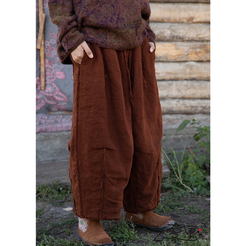 Clouds and Mist 100% Pure Linen Vintage Artistic Loose Bohemian Casual Double-Layer Wide-Leg Pants Autumn 3025 Clouds and Mist 100% Pure Linen Vintage Artistic Loose Bohemian Casual Double-Layer Wide-Leg Pants Autumn 3025