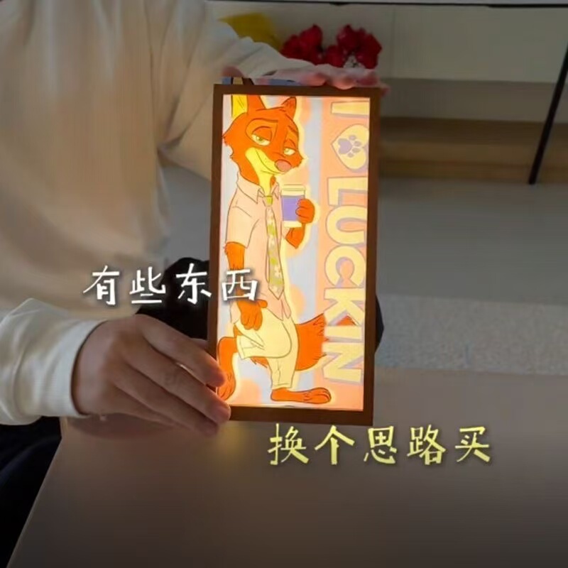 Luminous Photo Frame Zootopia Tiktok Same Style Double-Sided Light Box DIY Coffee Milk Tea Bag Decoration Photo Frame Gift