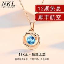 18k gold necklace female summer 2021 new light luxury niche clavicle pendant Tanabata Valentines Day gift to girlfriend