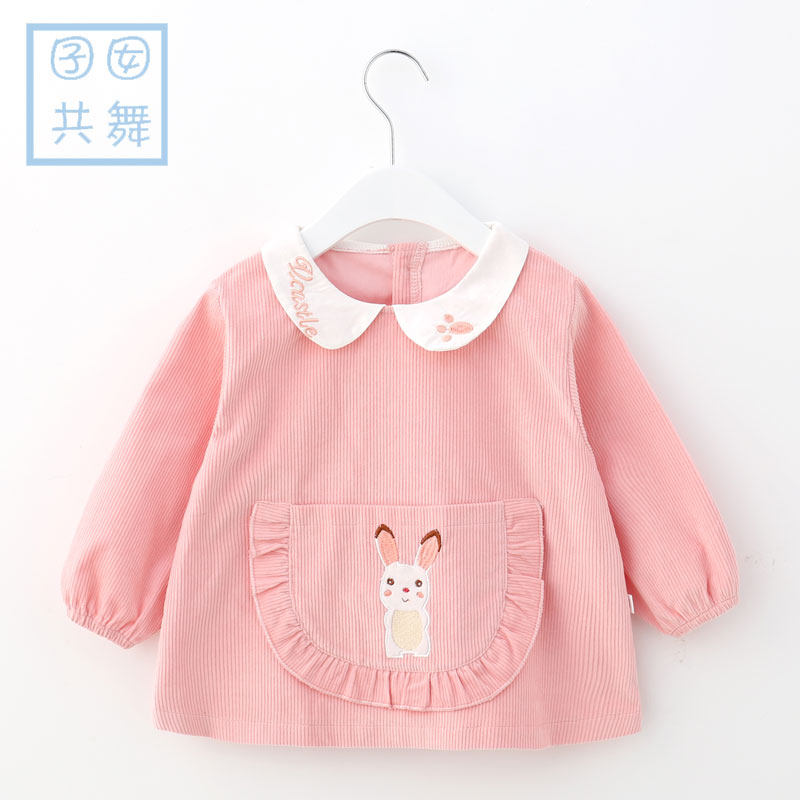 Autumn and Winter Baby Corvey Cover Long Sleeve Waterproof Re-dress Pure cotton Eat Rice Becket Girl Draw Apron