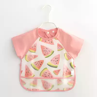 Summer baby eating jacket thin children's waterproof protective clothing Baby cotton bib kindergarten painting clothing