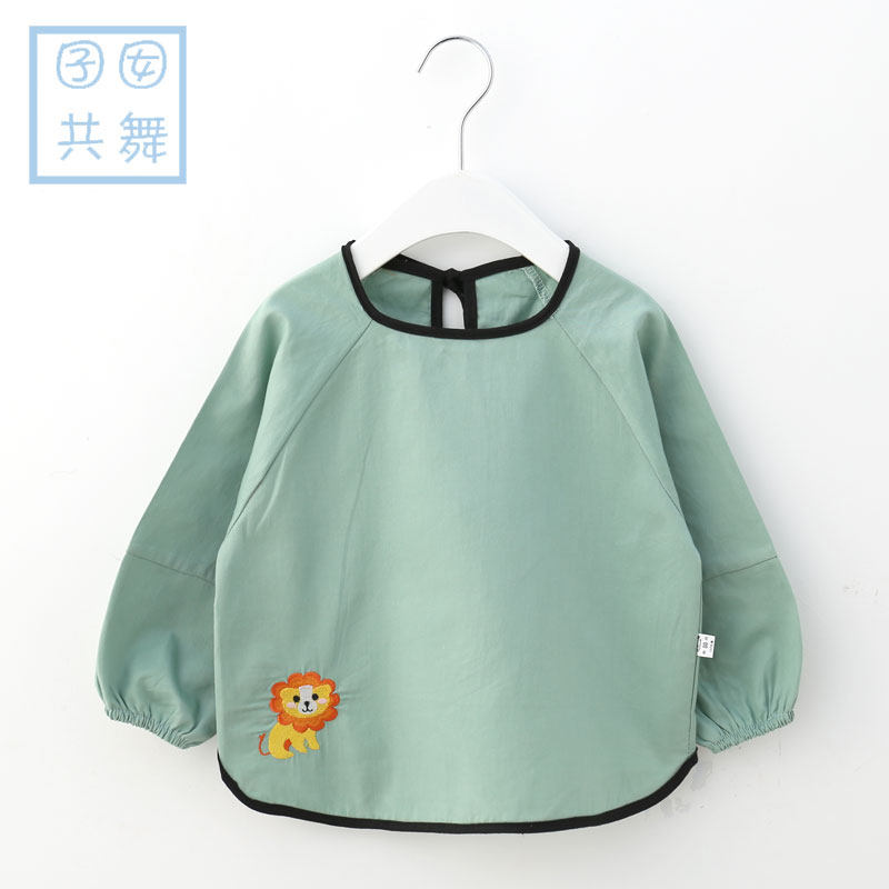 Baby eating coveralls children's anti-dirty kindergarten cotton breathable protective clothing waterproof bib children's autumn anti-dressing