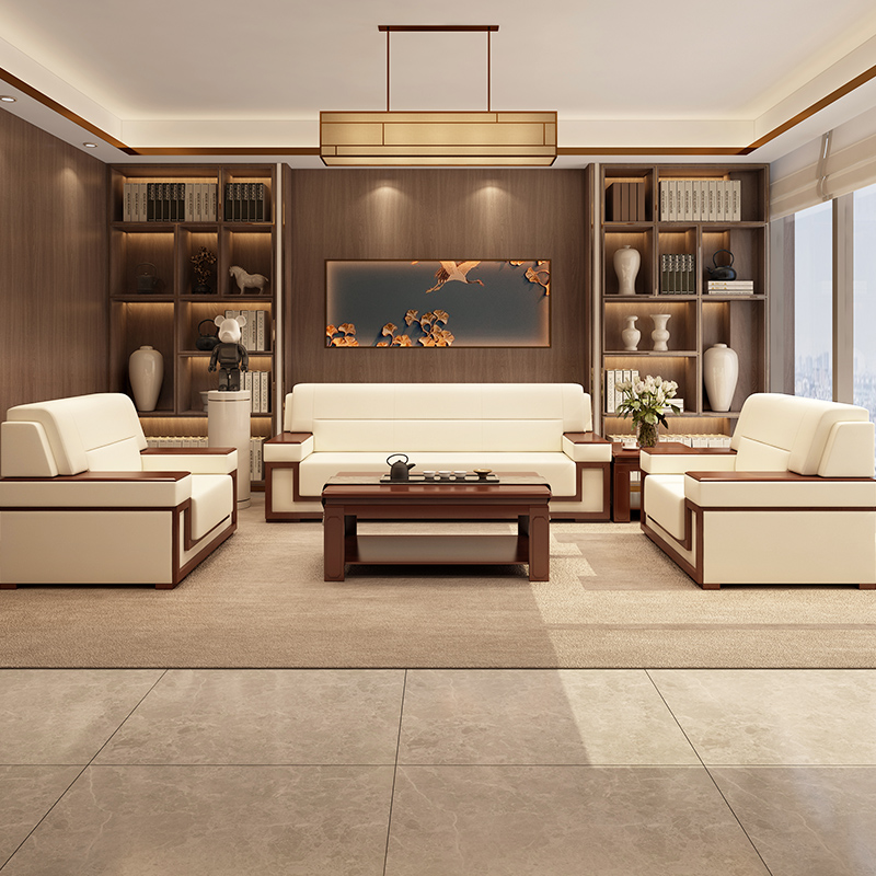 Office sofa simple modern business coffee table combination set conference hall reception negotiation office leather sofa