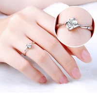 Phiên bản tiếng Hàn của đơn giản sterling bạc mô phỏng hình trái tim kim cương nhẫn thiên thần hôn kim cương đính hôn nhẫn nữ trực tiếp đính hôn nhẫn nữ nhẫn bạch kim nam