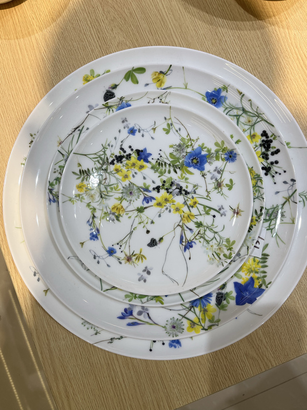 German Luchen Tai Brand Bone China Single-Glaze Blue Flower Series Bowls, Mugs, Coffee Cups, Pots, Fish Plates