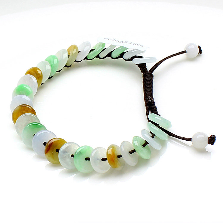 Natural A Goods Emerald Green Clasp Hand Condensed ice seed Three-colored Handrope Girl Transhipment Handstring