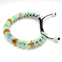 Natural A Goods Emerald Green Buckle Bracelet bracelet Ice seed Three-colored Handrope Girl Transhipment Handstring