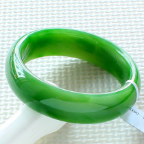 Xinjiang and Tian Yubei jade bracelet spinach green jade bracelet widening version of green and field jade bracelet children with certificates