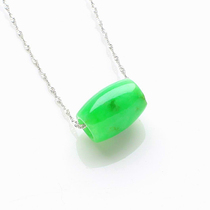 Myanmar Natural Old Pit A Goods Emerald Full Green Flop Road Pass Transit Pearl Jade Pendant Drop 925 Silver Necklace Woman