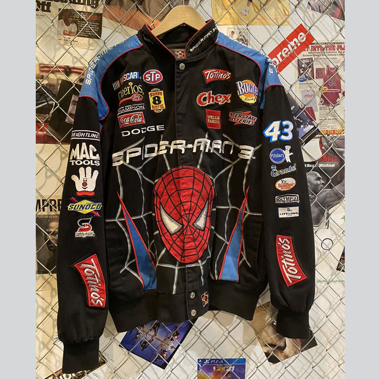 Dudek European and American Trendy Brand Unisex Baseball Jacket Retro Design Loose Coat Spider-Man Jacket Dudek European and American Trendy Brand Unisex Baseball Jacket Retro Design Loose Coat Spider-Man Jacket
