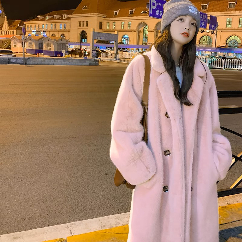 2024 Autumn/Winter Thickened Long Suit Collar Faux Mink Fur Eco-Friendly Fur Coat for Women 2024 Autumn/Winter Thickened Long Suit Collar Faux Mink Fur Eco-Friendly Fur Coat for Women
