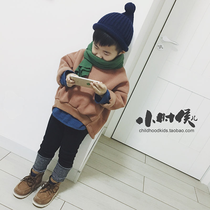Korean version 1:1 spring, autumn and winter new children's fleece underwear stitching does not fall velvet boys and girls baby sports pants
