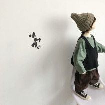 Chaobao bi into 2020 Spring and Autumn Winter Korean version of childrens men and women black vest outside with loose personality Chaobao foreign atmosphere