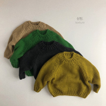 Big love thick needle bat ~ new childrens sweater Korean version of loose solid color literary style wind Port personality