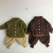 Knock special stand collar ~ 20 new childrens sweater cardigan coat for men and women Korean version of loose personality