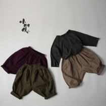 Thick retro literary style 2020 spring and summer new vertical stripe cotton pants loose foreign-style Forest radish pants tide