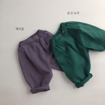 Color beauty ~ Autumn Korean version of mens and womens loose childrens pants cotton linen Harlan radish pants casual personality foreign style Tide brand
