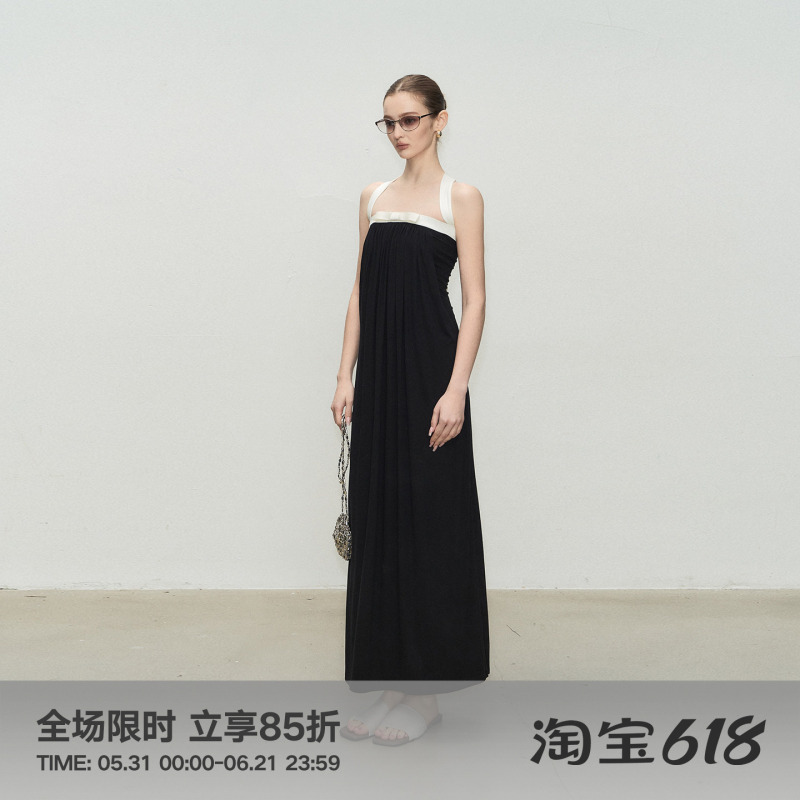 Fumism's "Solo Movement" Black Elegant Modal Stretch Slim-Fit Dress Summer Strapless Long Dress Fumism's "Solo Movement" Black Elegant Modal Stretch Slim-Fit Dress Summer Strapless Long Dress