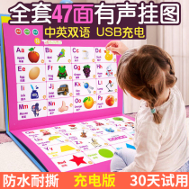 Wall chart baby cognitive enlightenment puzzle early education audio literacy infant children pinyin card point reading voice book
