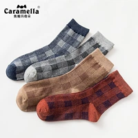 Vớ nam Caramella mới mùa thu và mùa đông Vớ nam vớ vuông ống hai chiều Vớ nam cotton hợp thời trang tất vớ