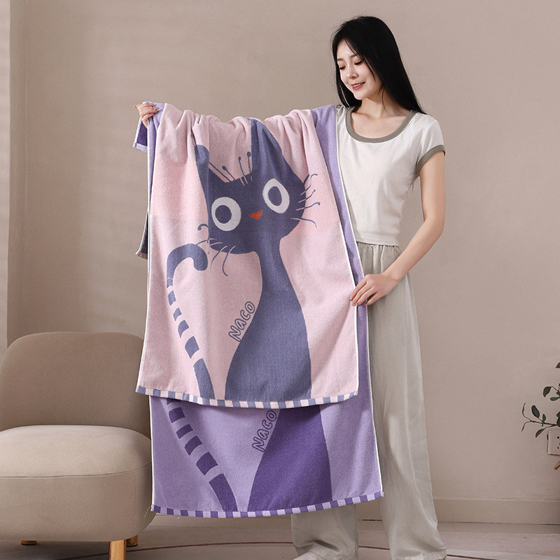 Cartoon Combed Cotton Bath Towel, Class a Pure Cotton Yarn-Dyed Jacquard Adult Large Bath Towel, Wedding Gift, Face Towel Cartoon Combed Cotton Bath Towel, Class a Pure Cotton Yarn-Dyed Jacquard Adult Large Bath Towel, Wedding Gift, Face Towel