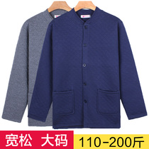 Middle-aged and elderly thermal underwear mens large size quilted loose three-layer thickened cotton cardigan grandpa autumn cotton sweater