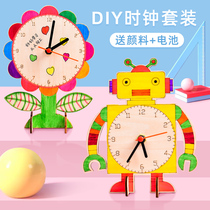 Students know the clock model teaching aids creative diy learning puzzle digital time hand-assembled small clocks