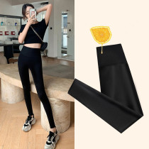 High end shark fish leather black underpants female outside wearing spring and summer thin section tight elastic close-up Barbie yoga slim leg pants