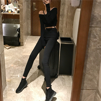 Korean magic black leggings women wear spring and autumn thin small feet tight elastic high waist thin black pants
