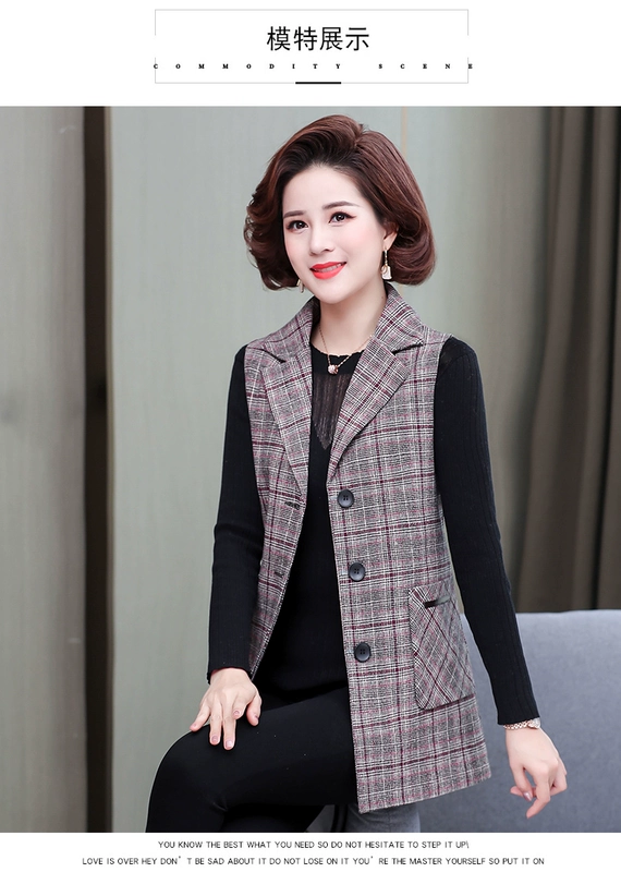 Áo vest nữ trung niên thời trang xuân thu kẻ sọc dài vừa cỡ lớn của mẹ áo vest mùa thu áo khoác vest áo hoodie nữ form rộng