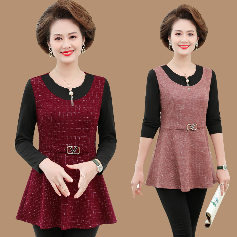 Mom spring new middle-aged woman 40-50 lady Yangang fashion blouse in old woman's clothes