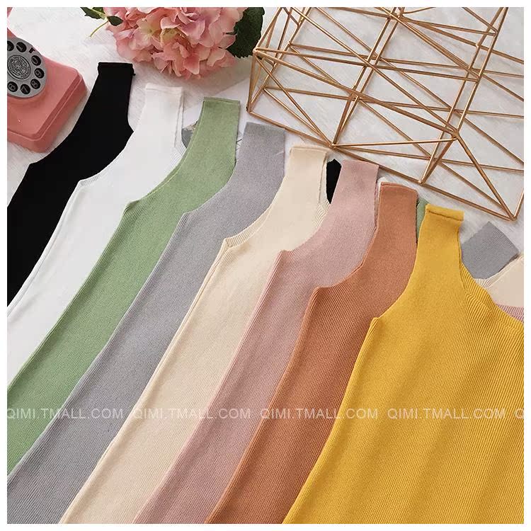 Mùa xuân và hè 2019 áo vest yếm mới của phụ nữ gợi cảm mặc thẳng đan mỏng chạm đáy lỏng lẻo - Áo ba lỗ quần áo thời trang nữ