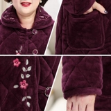 Зимняя пижама для пожилых людей, стеганый коралловый бархатный утепленный удерживающий тепло комплект, для среднего возраста