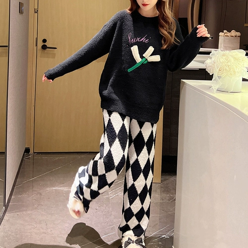 Зимняя пижама, осенний демисезонный коралловый бархатный комплект, коллекция 2022, увеличенная толщина