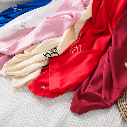 Осенняя пижама для невесты, красный банный халат, для подружки невесты