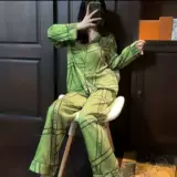 Осенняя шелковая сексуальная пижама, демисезонный зеленый лонгслив, комплект, коллекция 2022