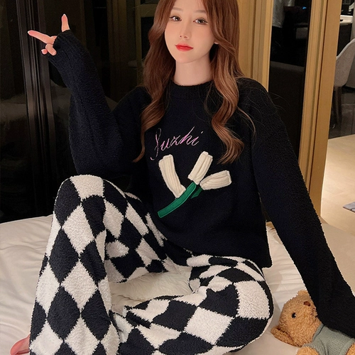 Зимняя пижама, осенний демисезонный коралловый бархатный комплект, коллекция 2022, увеличенная толщина