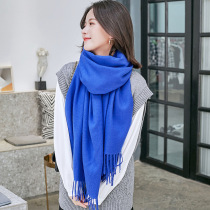 Scarf womens winter all-match solid color scarf Korean imitation cashmere tassel shawl simple thickened scarf mens neck