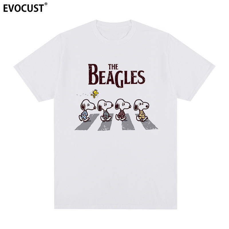 Snoopy the Beatles Short-Sleeved T-Shirt Beatles Cartoon Animation Rock Band Men and Women Couple