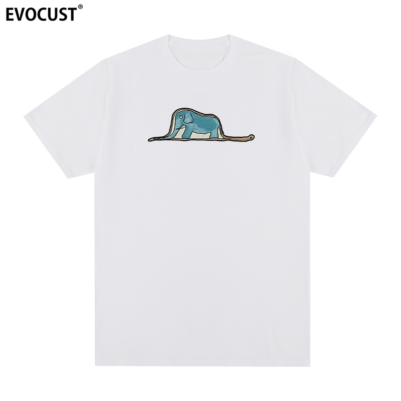Snake Swallowing Elephant Print T-Shirt Little Prince Pure Cotton Short Sleeve Sabrina Same Style Couple Short Sleeve Clothing Collaboration Comic ins Snake Swallowing Elephant Print T-Shirt Little Prince Pure Cotton Short Sleeve Sabrina Same Style Couple Short Sleeve Clothing Collaboration Comic ins
