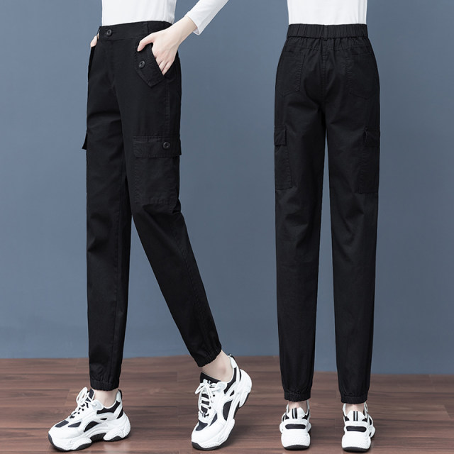 Outdoor girl overalls women's 2024 new spring and autumn clothing junior high school and high school students small cotton harem women's pants
