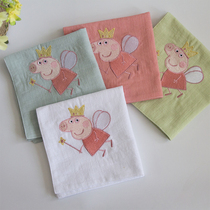  Pig Pekqi pure cotton embroidered childrens absorbent handkerchief handkerchief embroidery cartoon childrens towel kindergarten square towel soft