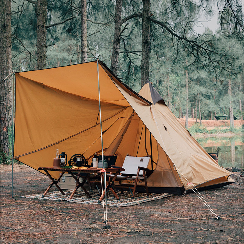 Donkey Shield Pyramid Indian Tent Outdoor Camping Exquisite Portable Folding Camping Thickened Double Layer Rainstorm Protection