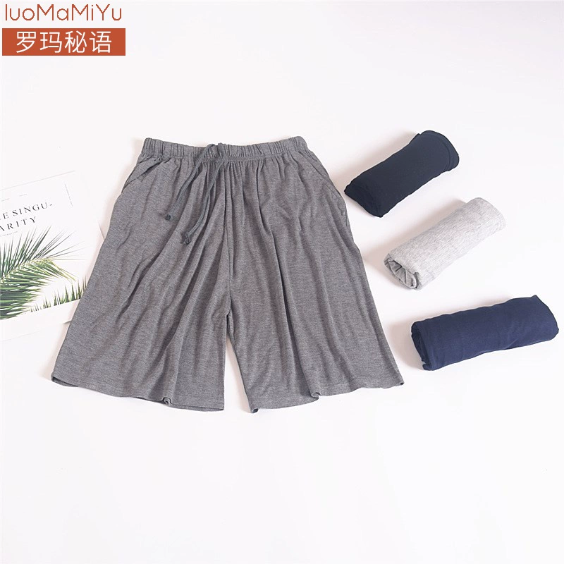 Modal nam quần pyjama mùa hè cộng với chất béo cộng với kích thước lỏng lẻo Modal ở nhà Quần short lớn cho nam giới ngủ - Quần tây