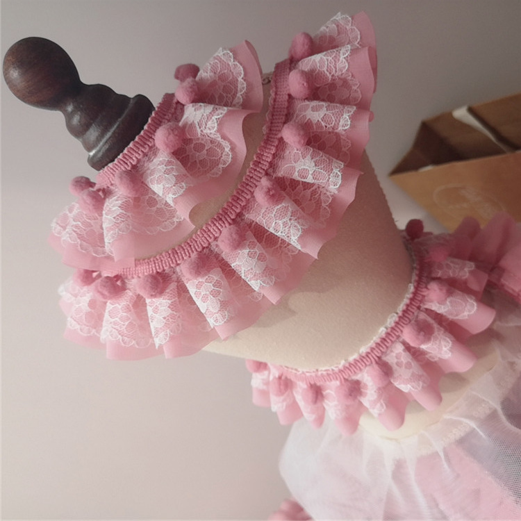 diy super good quality pet clothes doll skirt clothing collar lace pompom lace accessories 2 5 and a half meters
