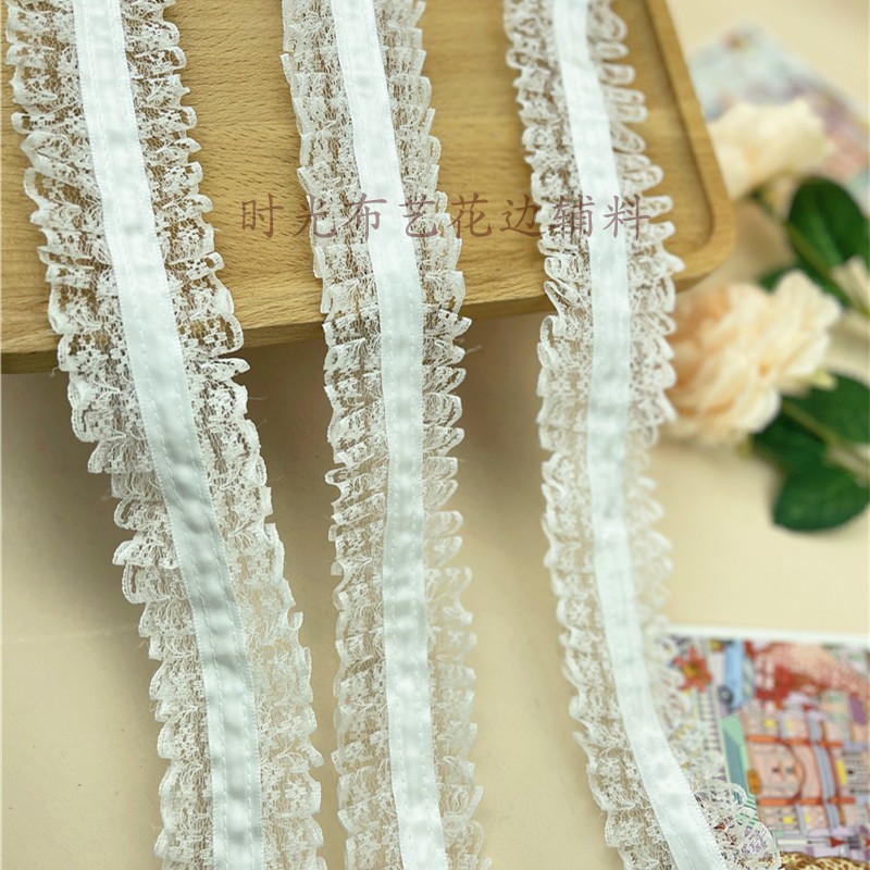 1 yard price 4 5 cm wide base White Doll Clothing Silk With Pleat Lace Lace Material Accessories