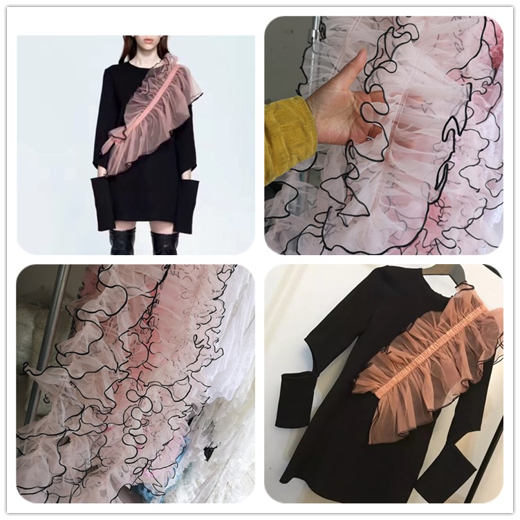 Light new pastoral completely symmetrical one meter pink encryption widened organza lace accessories