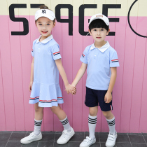 Childrens short-sleeved school uniform pure cotton suit new preschool uniform Primary school students June 1 performance kindergarten garden dress summer dress